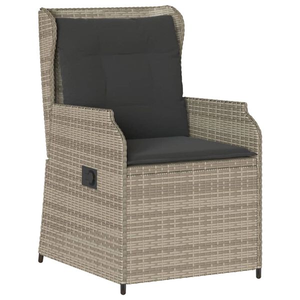 vidaXL Reclining Patio Chair Set of 2 Light grey PE rattan Standard