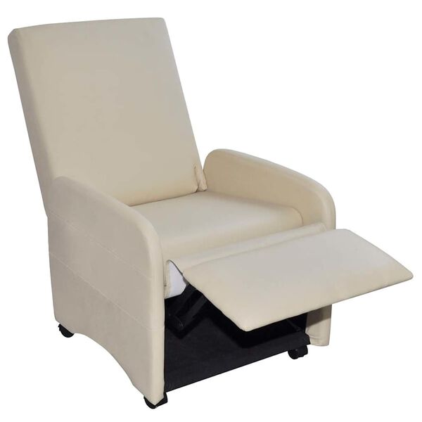 vidaXL Recliner Chair Cream Faux leather Standard Foldable