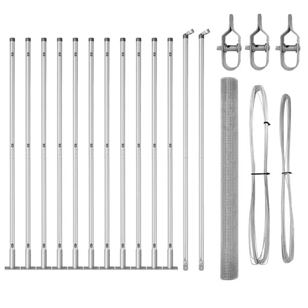 vidaXL Fence with Posts Silver 4.6'x 82'Steel