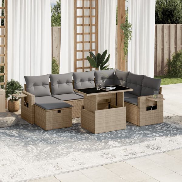 vidaXL Garden Sofa Set Beige, Light Grey