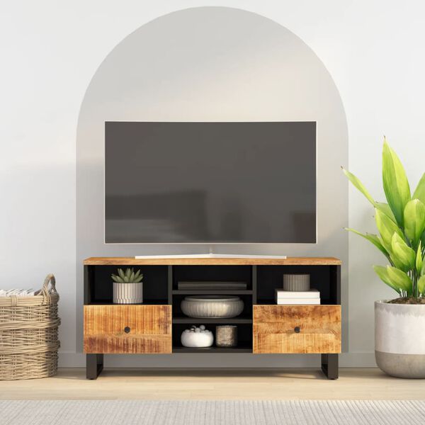vidaXL TV Cabinet Natural wood grains, black