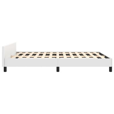 vidaXL Bed Frame with Headboard White 53.9"x74.8" Full Faux Leather