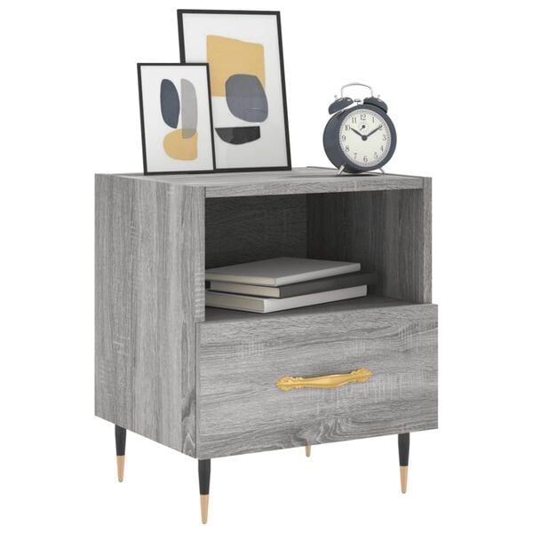 vidaXL Bedside Cabinet Set of 2 Gray Sonoma Engineered wood, iron Medium