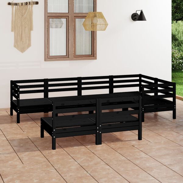 vidaXL Garden Lounge Set Black Solid pinewood Medium Modular Rustic