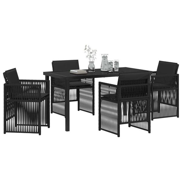vidaXL Garden Dining Set 5 pcs Black Poly rattan