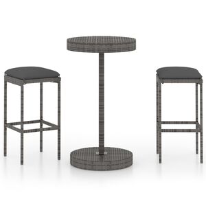 vidaXL Garden Bar Set Grey PE rattan Medium Durable Garden Bar Set