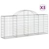 vidaXL Gabion Basket Set of 3 Silver Galvanized iron
