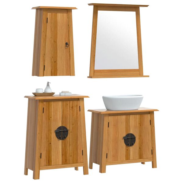 vidaXL Bathroom Furniture Set Natural Pine Solid Pine Wood
