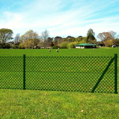 vidaXL Chain Link Fence with Posts Spike Steel 4.1ftx49.2ft