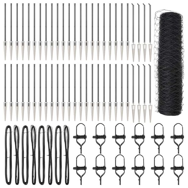 vidaXL Fence Post Grey 328.08 x 3.28 ft (1.42 in mesh) Steel and PVC