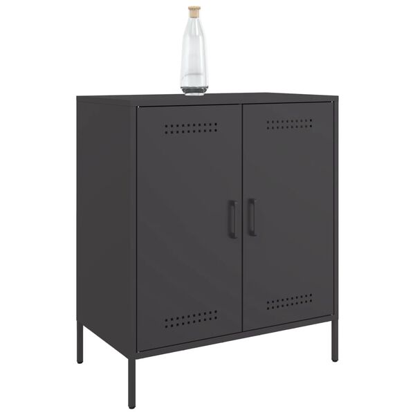 vidaXL Sideboard Black Steel 26.8 x 15.4 x 31.1 in Industrial