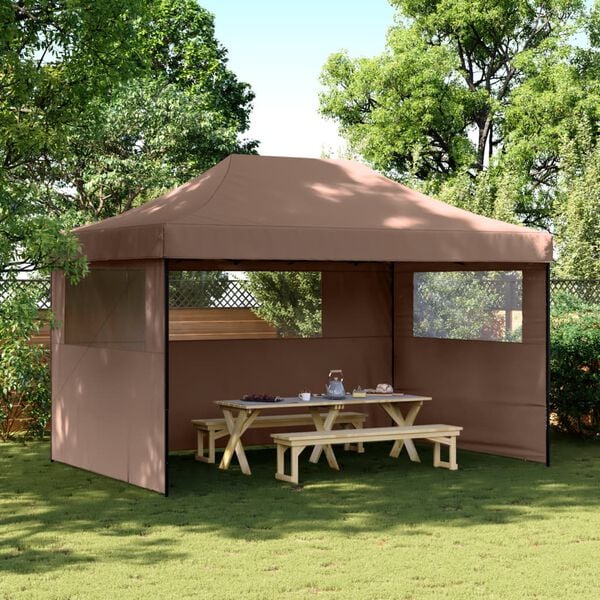 vidaXL Party Tent Brown Oxford Fabric with PVC Coating Standard Foldable