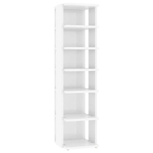 vidaXL Shoe Cabinet Set of 2 High Gloss White Engineered Wood Slim
