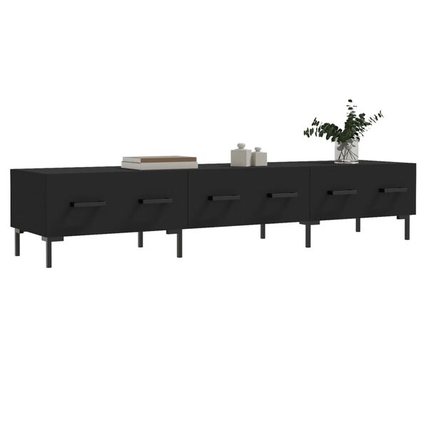 vidaXL TV Cabinet Black Engineered wood, Iron Medium TV Cabinet
