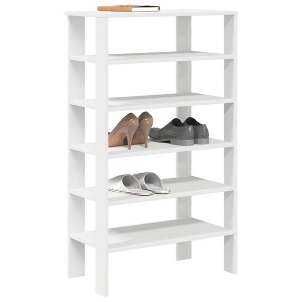 vidaXL Shoe Rack White Engineered wood Slim Shoe Rack Rectangular