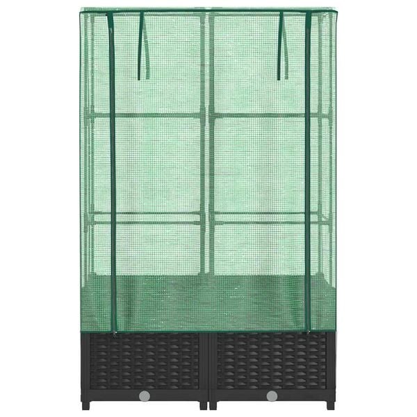 vidaXL Raised Bed Black, Green Polypropylene, Polyethylene, Iron