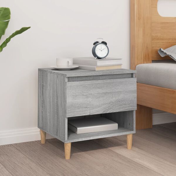 vidaXL Bedside Table Gray sonoma Engineered wood 19.7 in Storage
