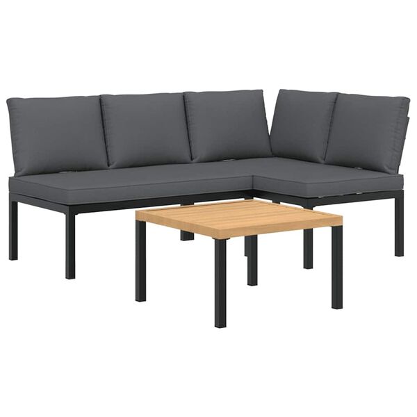 vidaXL Garden Sofa Set Black, Brown, Anthracite
