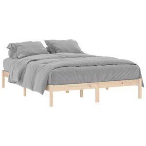 vidaXL Bed Frame Natural Pine Solid pine wood Queen Durable Bed Frame