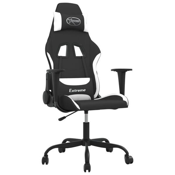 vidaXL Gaming Chair Black and White Fabric