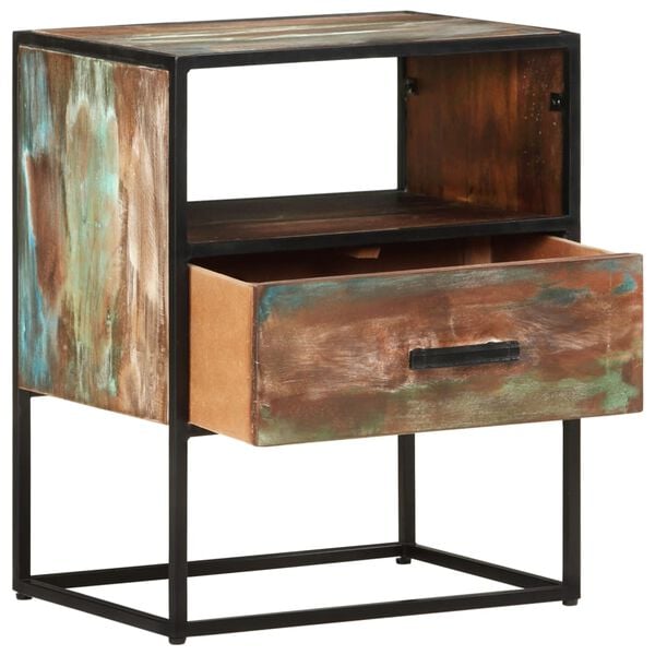 vidaXL Bed Cabinet Multicolor Recycled mixed wood and iron Bed Cabinet