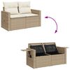 vidaXL Garden Sofa Set Beige PE Rattan, Powder-Coated Steel, Tempered Glass