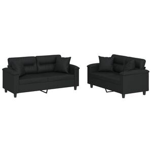 vidaXL Sofa Set Black Faux leather, metal, textilene, plywood