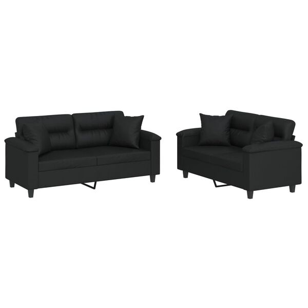 vidaXL Sofa Set Black Faux leather, metal, textilene, plywood