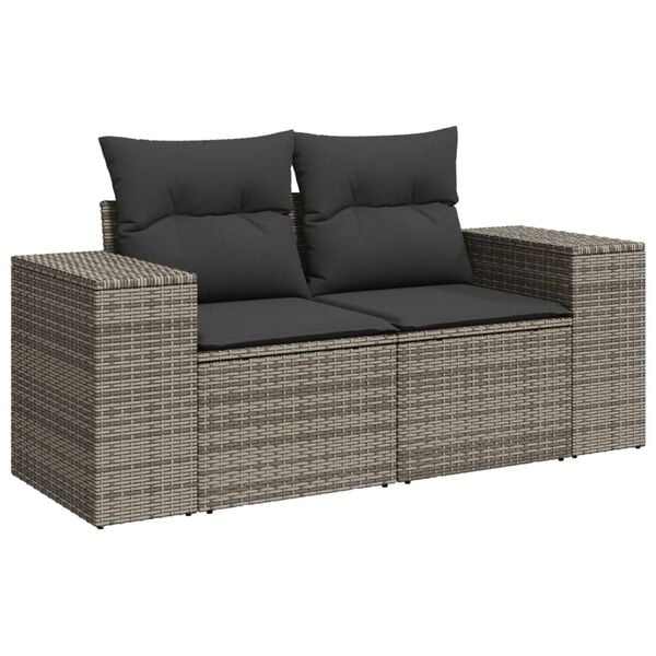 vidaXL Garden Sofa Set Grey PE Rattan Medium Modular Garden Sofa Set