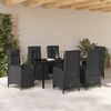 vidaXL Garden Dining Set with Cushion 7 pcs Black Poly Rattan