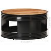 vidaXL Coffee Table Black Solid Acacia Wood Medium Round