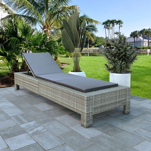vidaXL Sun Lounger Grey rattan PE rattan, powder-coated steel