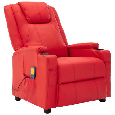 vidaXL Massage Reclining Chair Red Faux Leather