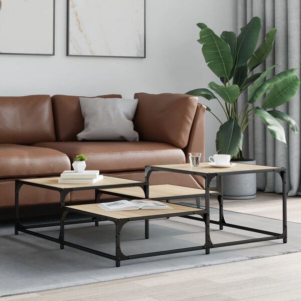 vidaXL Coffee Table Sonoma Oak Engineered wood, Metal Large
