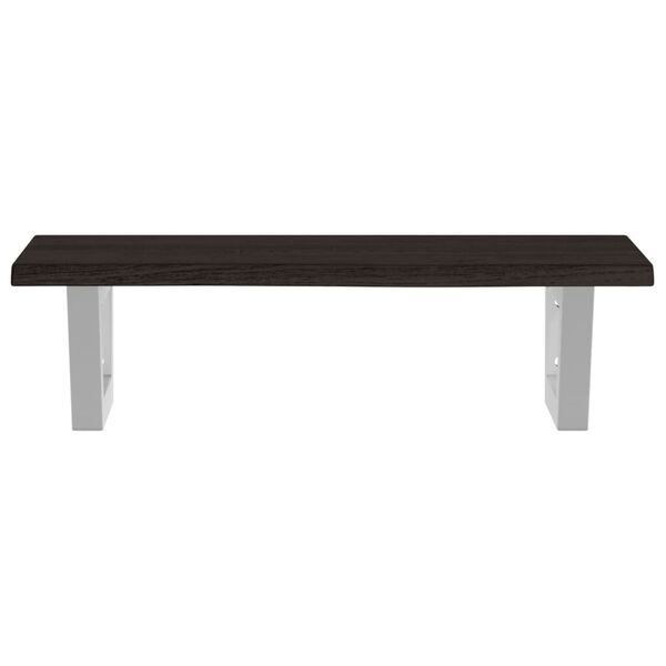 vidaXL Basin Shelf Dark Brown, White Solid Oak Wood, Steel Compact