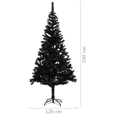 vidaXL Artificial Christmas Tree with LEDs&Ball Set Black 94.5" PVC