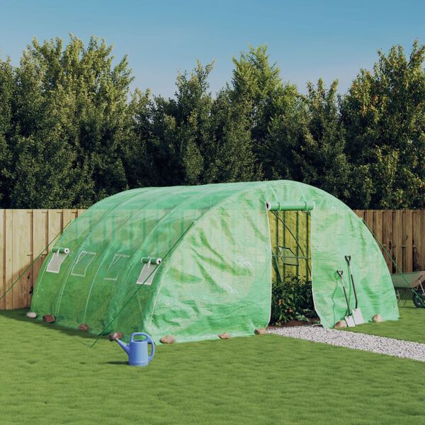 vidaXL Greenhouse Green PE (polyethylene), galvanized steel Large