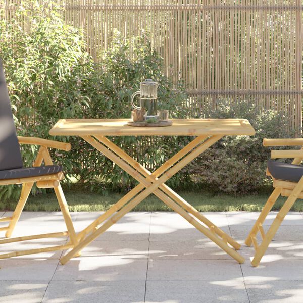 vidaXL Garden Table Natural Bamboo 43.3 in x 21.7 in x 29.5 in Foldable