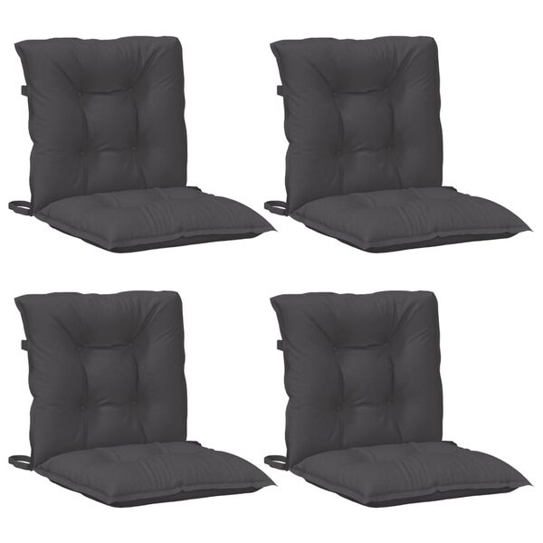 vidaXL Lowback Chair Cushion Set of 4 Melange Anthracite 100% Polyester