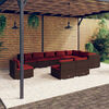 vidaXL Garden Lounge Set Brown PE rattan, powder-coated steel, plastic