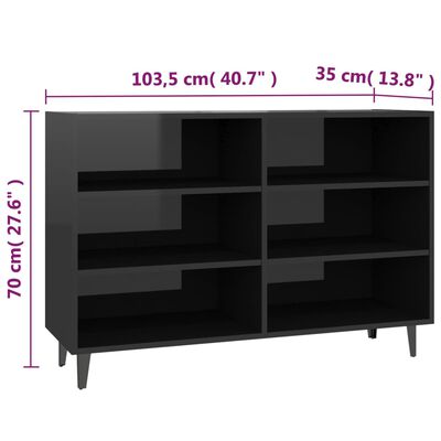 vidaXL Sideboard High Gloss Black 40.7"x13.8"x27.6" Chipboard