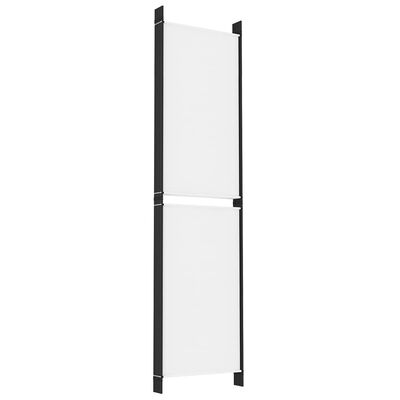 Tall white room divider panel with black frame, standing upright