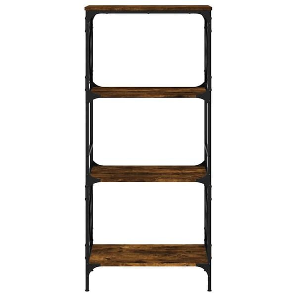 vidaXL Bookcase Smoked Oak Engineered Wood and Metal Medium