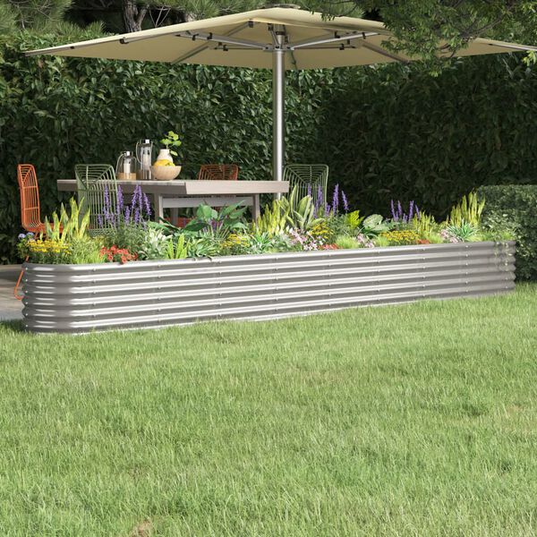vidaXL Garden Raised Bed Silver Powder-coated steel Large Durable