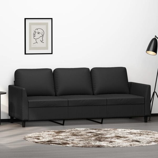 vidaXL 3-seater Sofa Black