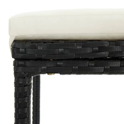 vidaXL 7 Piece Patio Bar Set with Cushions Poly Rattan Black