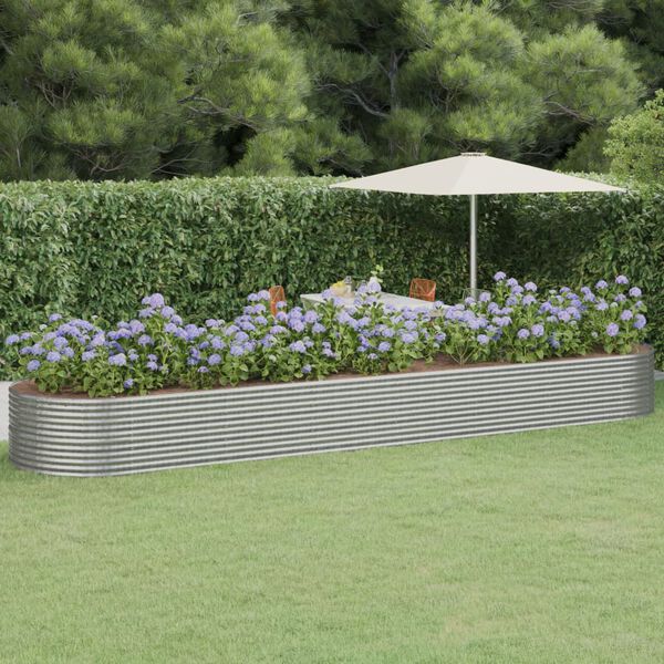 vidaXL Garden Raised Bed Silver Powder-coated steel Large