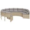 vidaXL Patio Sofa with Cushions Round Beige Poly Rattan