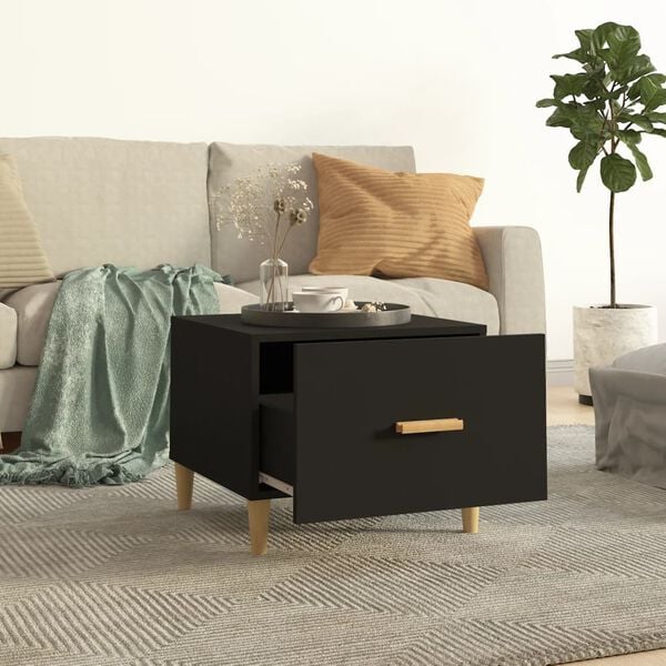 vidaXL Coffee Table Black Engineered Wood Coffee Table Square
