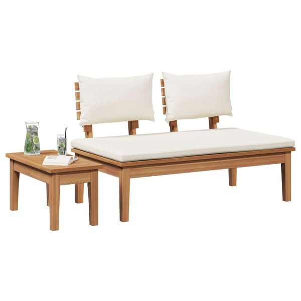 vidaXL Garden Bench 2 pcs Cream and Brown Solid Teak wood